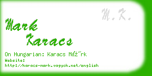 mark karacs business card